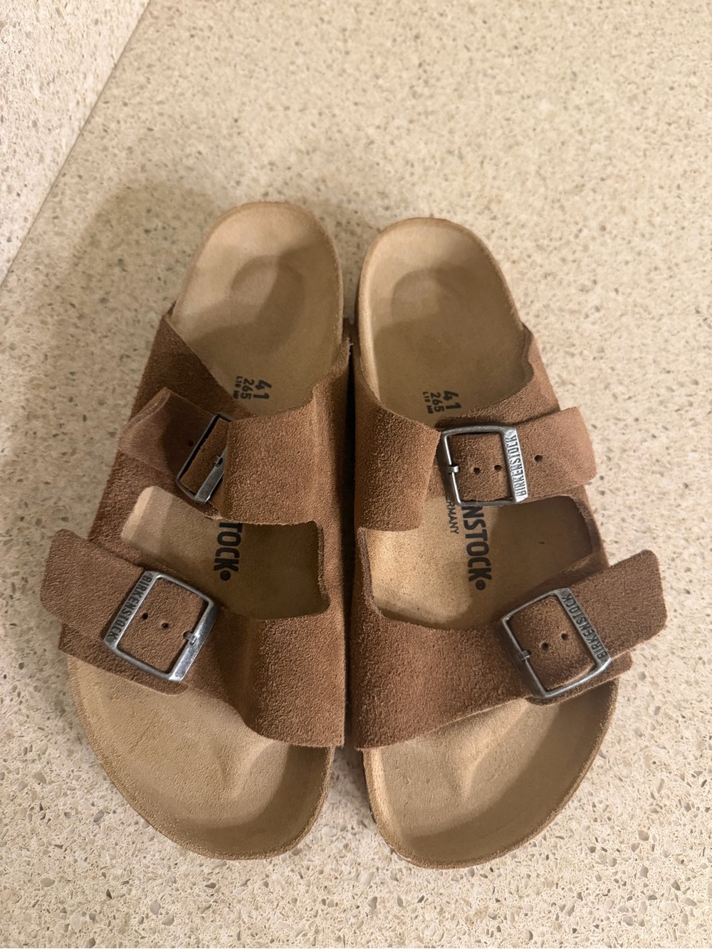 Birkenstock women’s Arizona Suede Sandals in Brown